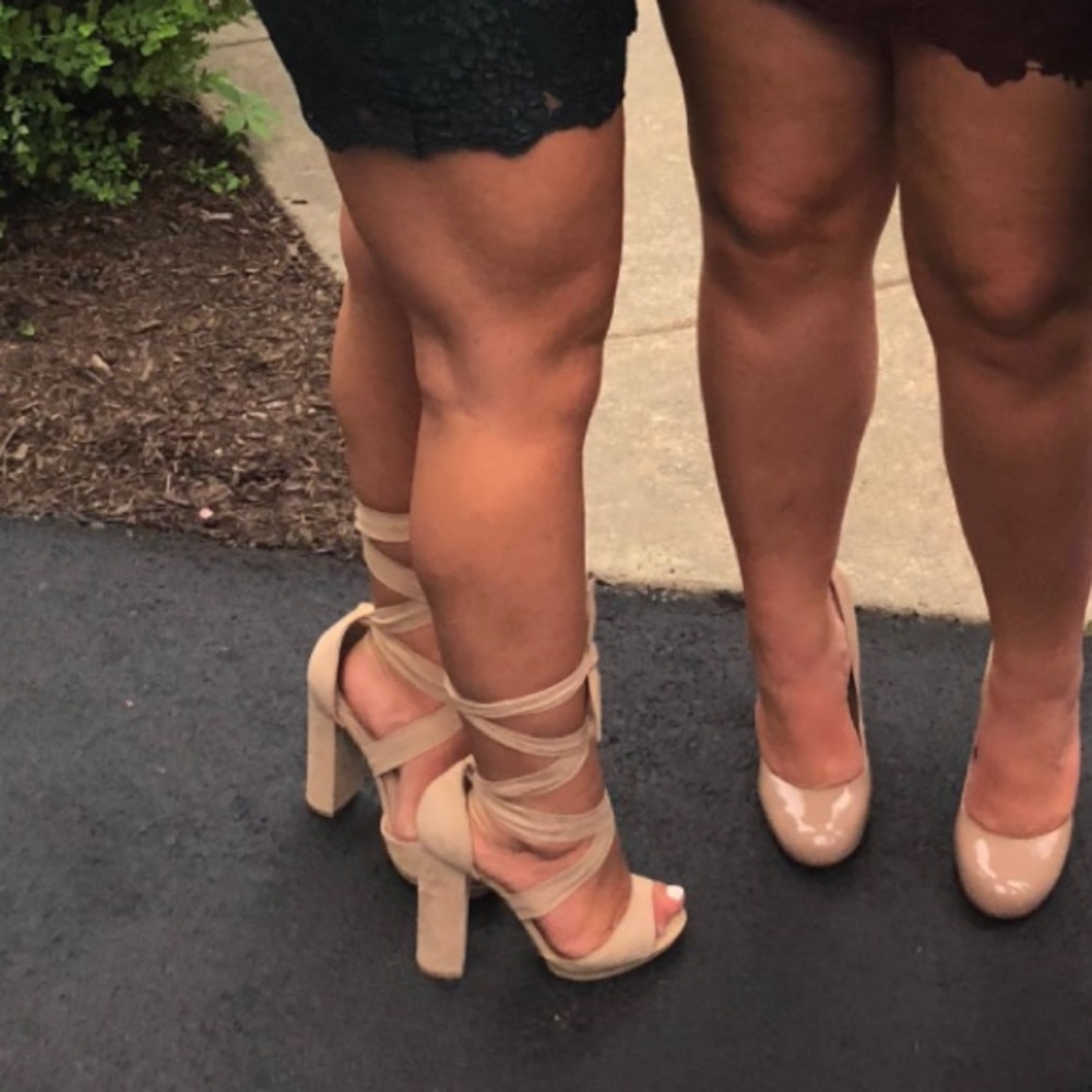SOLD - Lulu’s tan lace up heels